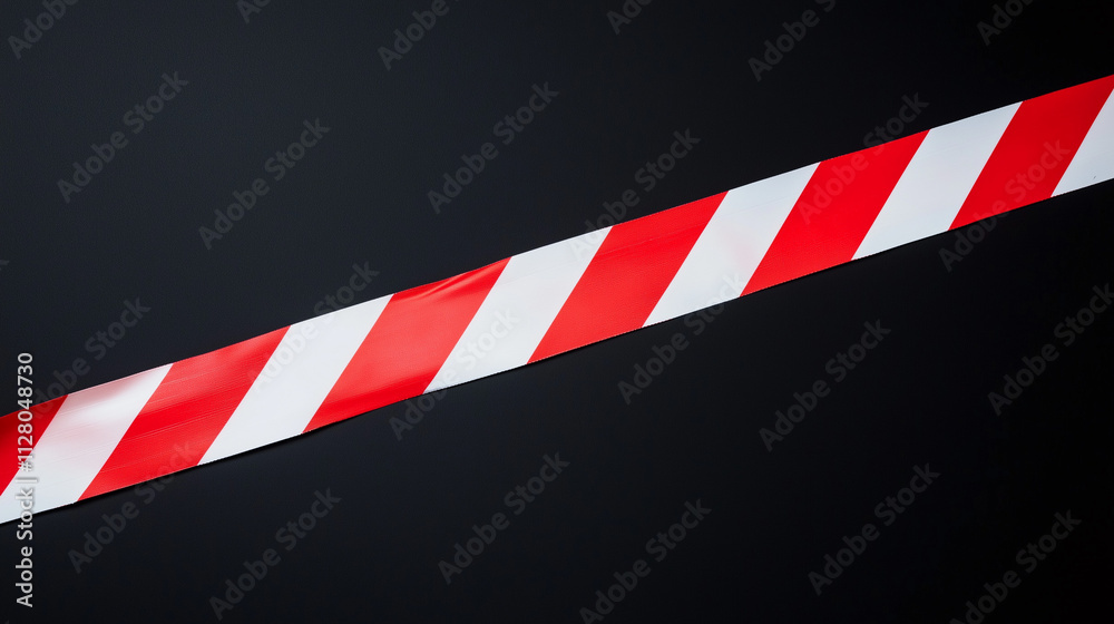 Horizontal red and white caution tape isolated on a black background Horizontal red and white caution tape isolated on a black background