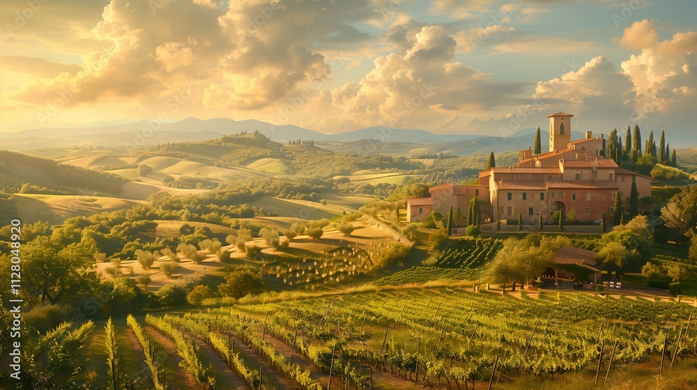 Fototapeta premium Golden hour glow, mirrored perfectly on the glassy water. Nature's masterpiece. ⛰️ai generated #sunset