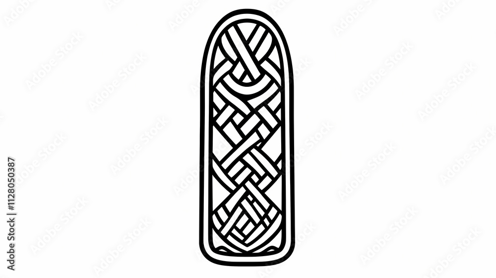Outline of a viking runestone with luck symbol, bold black lines, no shading, white background. Runestone. Illustration Outline of a viking runestone with luck symbol, bold black lines, no shading, white background. Runestone. Illustration