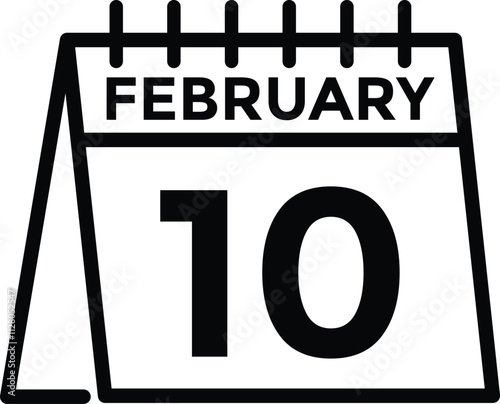 February 10 on calendar icon vector. Calendar vector icon. Deadline. Date. 
