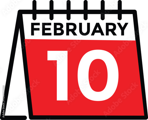 February 10 on calendar icon vector. Calendar vector icon. Deadline. Date. 
