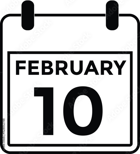 February 10 on calendar icon vector. Calendar vector icon. Deadline. Date. 
