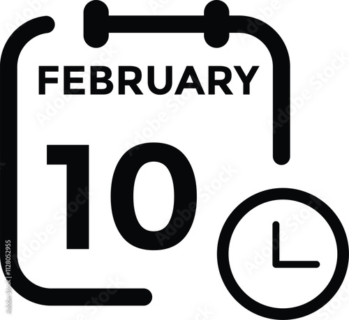 February 10 on calendar icon vector. Calendar vector icon. Deadline. Date. 
