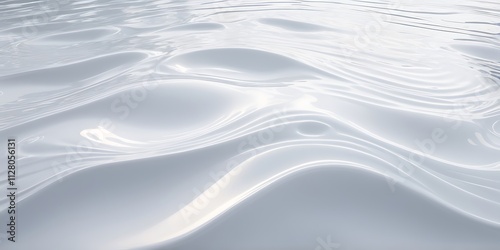 Abstract High-Resolution Photograph of Glossy, Fluid-Like Surface with Light Gray Gradients and Gentle Ripples