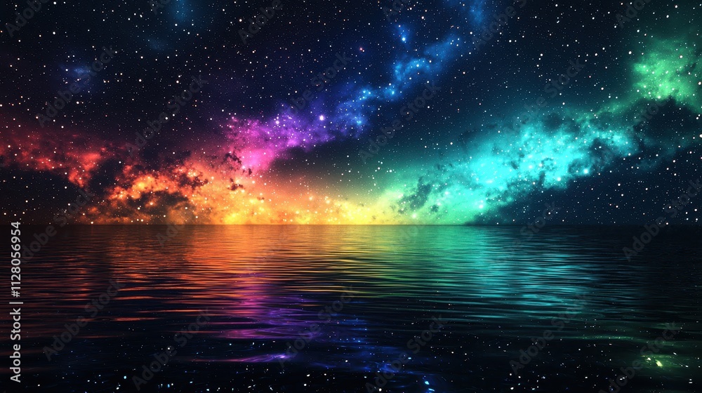 Fototapeta premium Starry Sky with Aurora Reflections