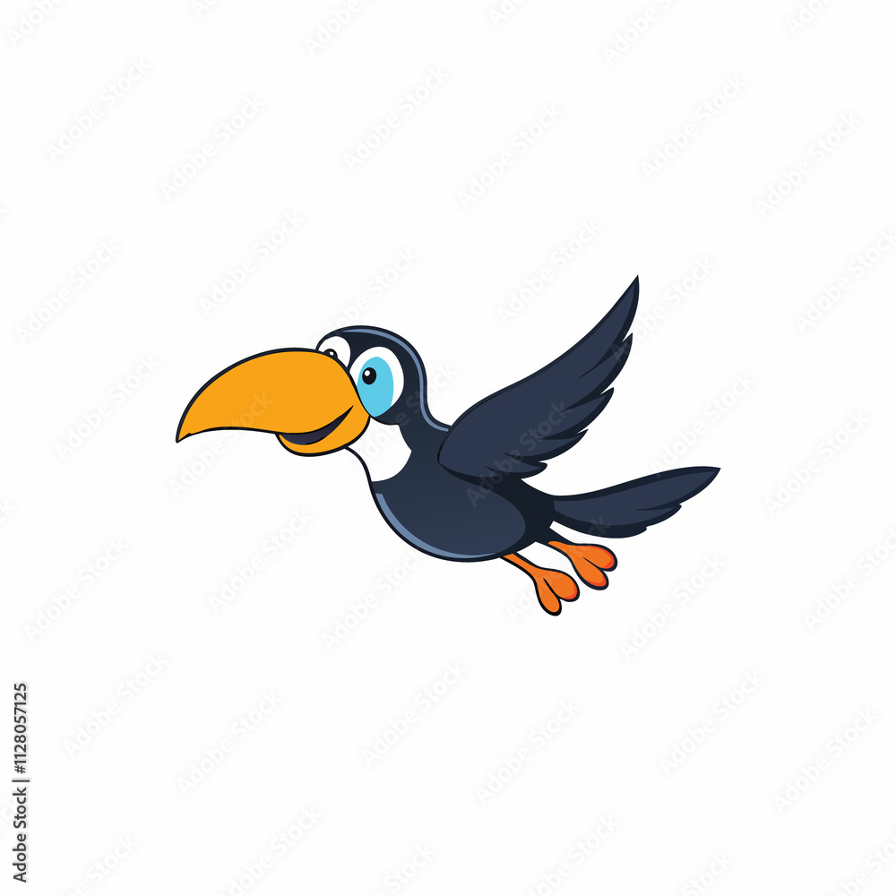 Obraz premium Pastel Toucan Design on White Background Toucan Flying Isolated on white Background