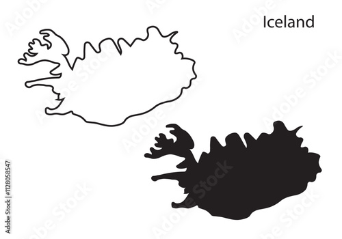 Iceland map vector illustration, Iceland map silhouette, Iceland country
