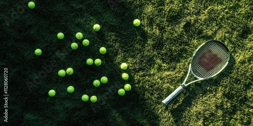 Tennis Equipment on Grass