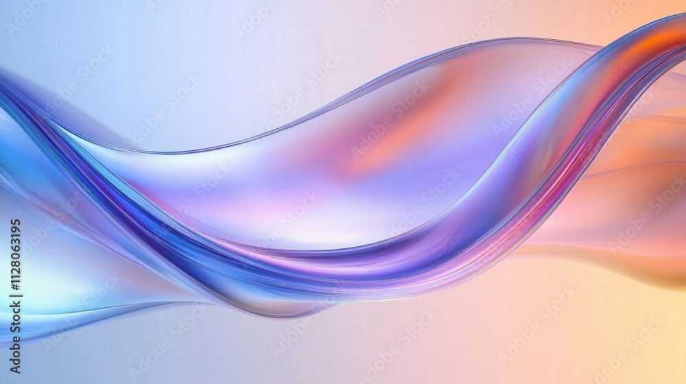 Obraz premium Abstract Curved Glass Design with Soft Pastel Colors and Gradient Background