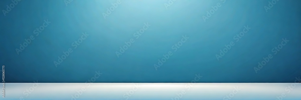 Fototapeta premium Minimalist Modern Interior Room with Bright Blue Walls and Soft Rectangular Ceiling Light