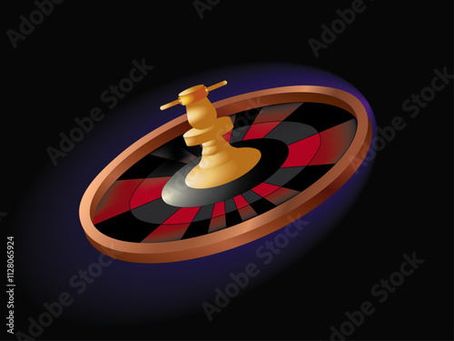 Wood and Golden casino roulette wheel