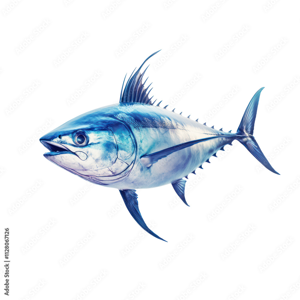 Bluefin Tuna Swimming in the Deep on Transparent Background Bluefin Tuna Swimming in the Deep on Transparent Background
