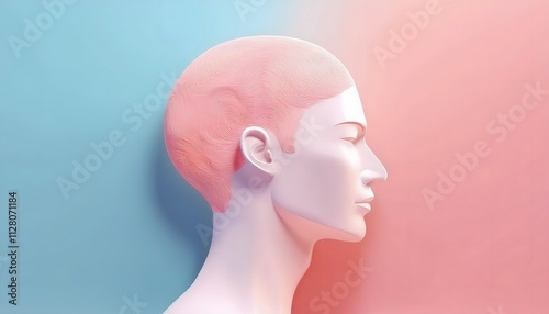 Mental health and depression concepts: Mental health, serene human silhouette in vibrant colors.