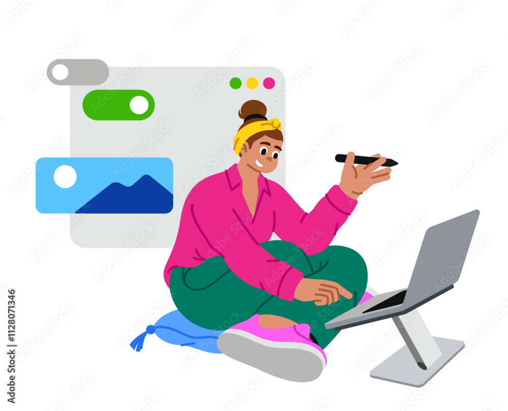 Woman working on website layout Woman working on website layout