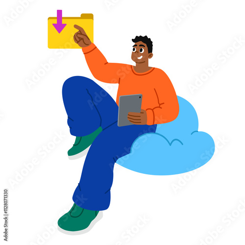 Man downloading files from cloud