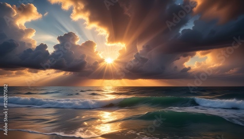 Morning Sunrise Evening Sunset Ocean Palm Coconut Tree Sunlight Peaceful Horizon Background Texture