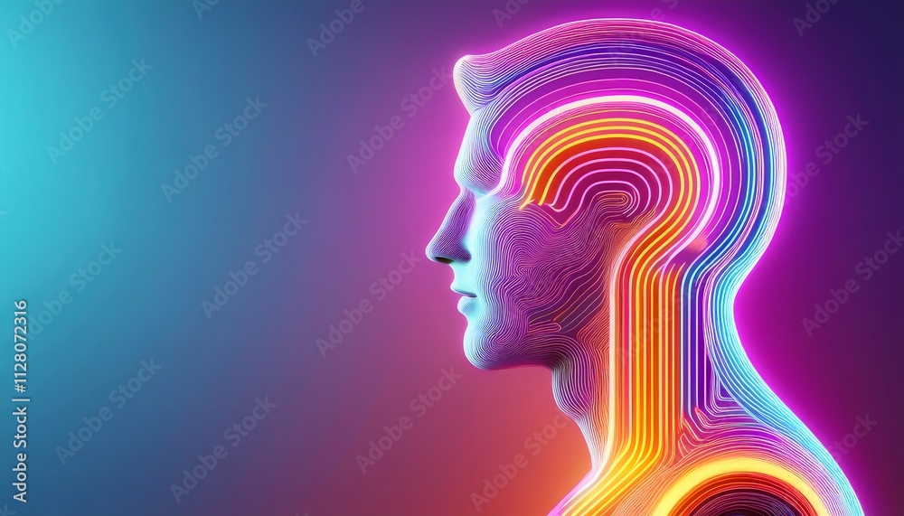 Mental health and depression concepts: Mental health, serene human silhouette in vibrant colors. Mental health and depression concepts: Mental health, serene human silhouette in vibrant colors.