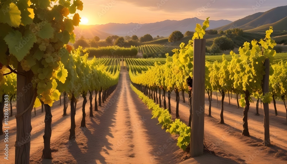 Naklejka premium Morning Sunrise Evening Sunset Ocean Palm Coconut Tree Sunlight Peaceful Horizon Background Texture