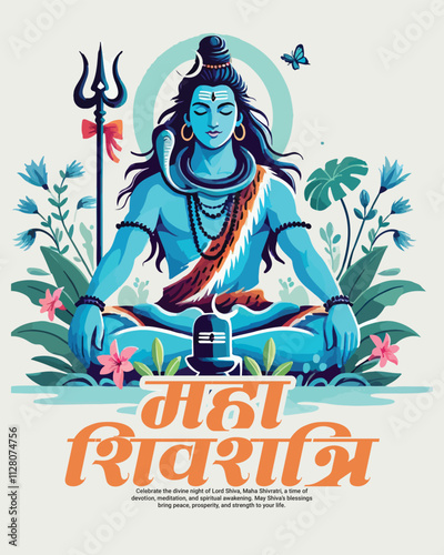 Happy maha shivratri and Subh shivratri with lord shiva social media post banner template