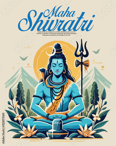 Happy maha shivratri and Subh shivratri with lord shiva social media post banner template