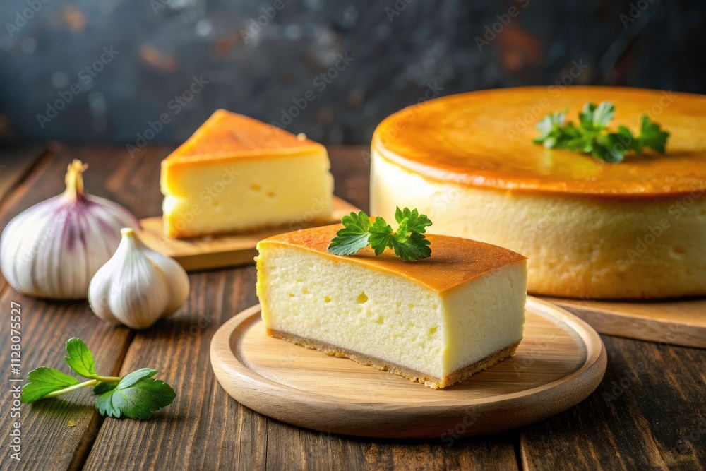 Korean Cheese Garlic Cream Cake Illustration: Delicious Pastry Design Korean Cheese Garlic Cream Cake Illustration: Delicious Pastry Design