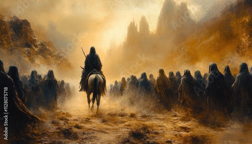 Jesus Christ in Jerusalem on Palm Sunday Watercolor Illustration of Religious Faith and Spirituality