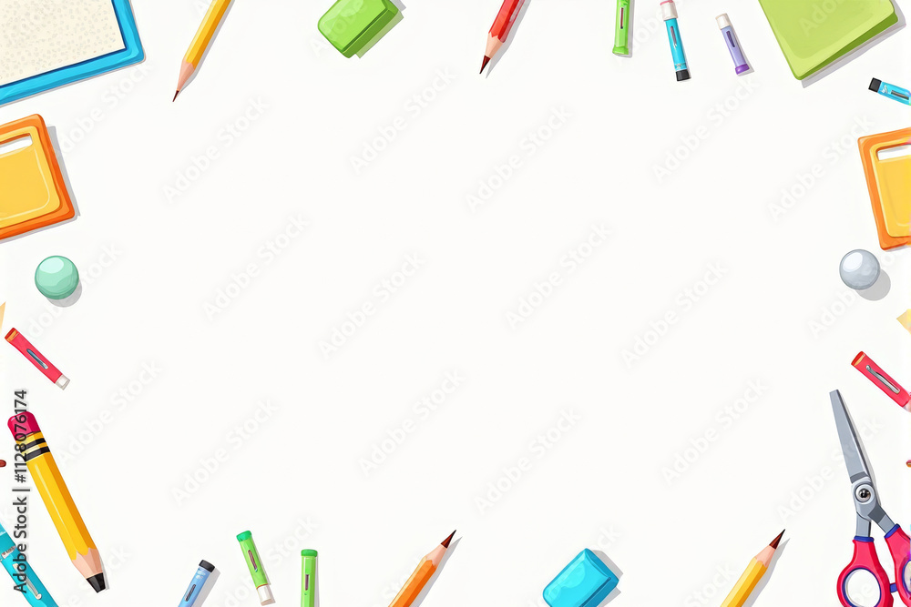 An artistic school background illustration highlighting pencils, drawing pads, and paint palettes, creating a fun and creative vibe.. An artistic school background illustration highlighting pencils, drawing pads, and paint palettes, creating a fun and creative vibe..