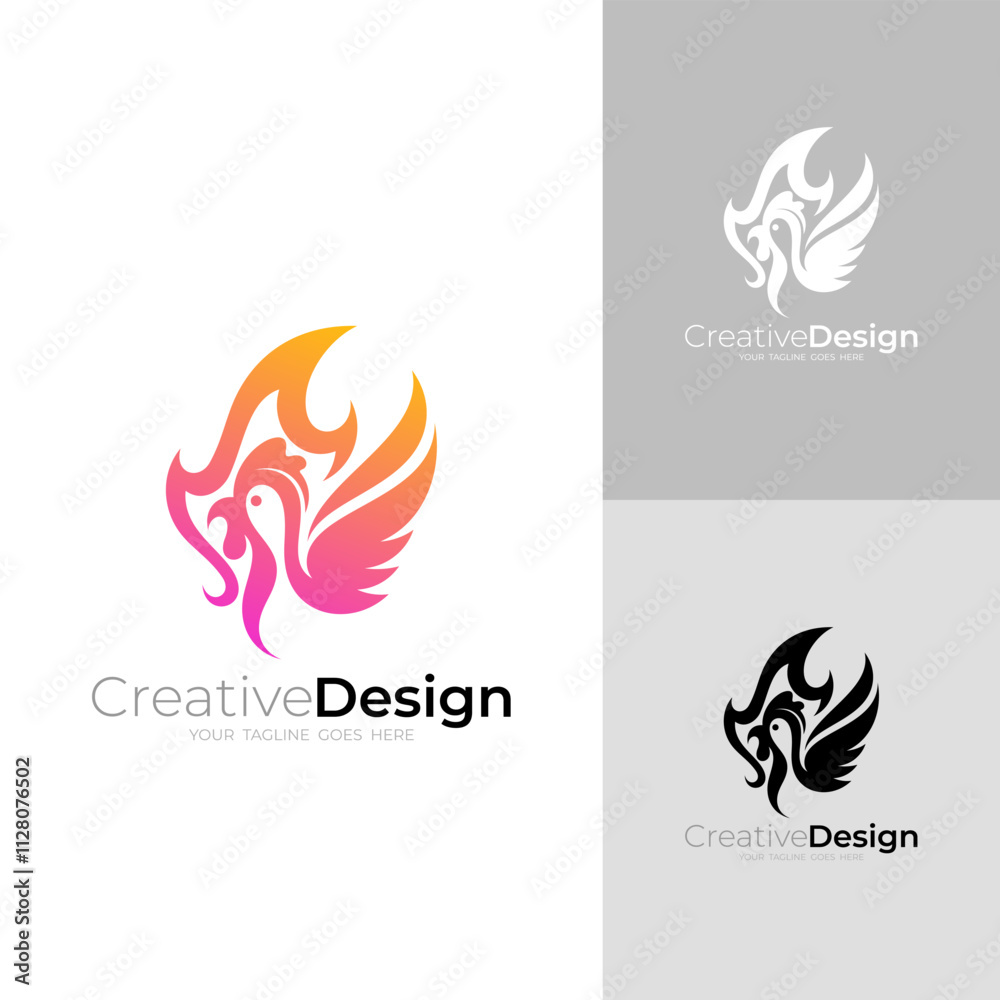 flaming chicken and fire icon, red color design, restaurant flaming chicken and fire icon, red color design, restaurant