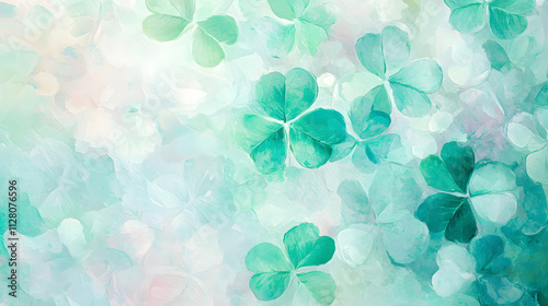 A painting of green clovers