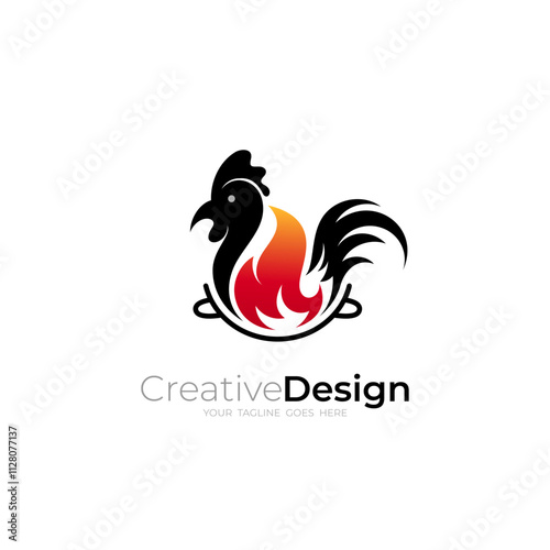 delicious grilled chicken food logo, restaurant logos