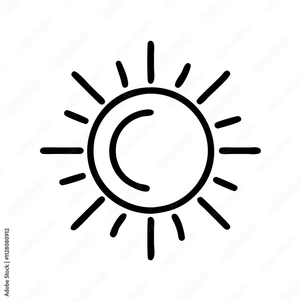 Simple linear illustration of the sun, symbolizing the cycle of day and night, light and darkness, as well as the duality of being.Vector icon for the design of social networks, websites, blogs Simple linear illustration of the sun, symbolizing the cycle of day and night, light and darkness, as well as the duality of being.Vector icon for the design of social networks, websites, blogs