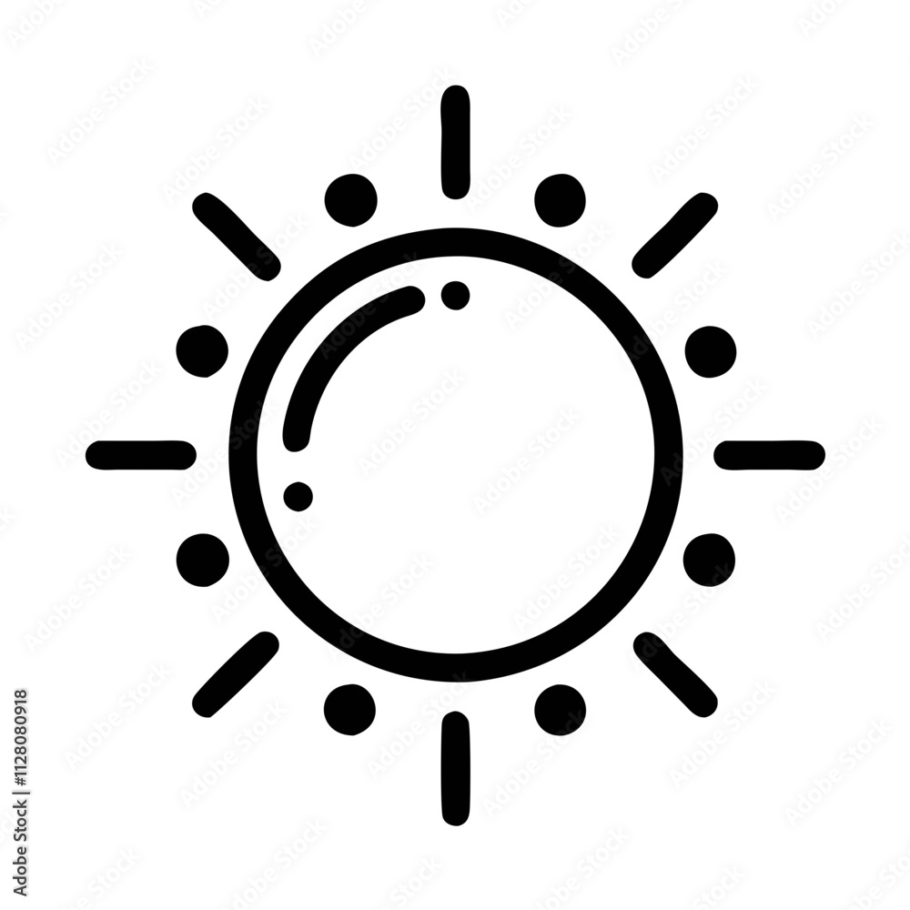 Simple linear illustration of the sun, symbolizing the cycle of day and night, light and darkness, as well as the duality of being.Vector icon for the design of social networks, websites, blogs Simple linear illustration of the sun, symbolizing the cycle of day and night, light and darkness, as well as the duality of being.Vector icon for the design of social networks, websites, blogs