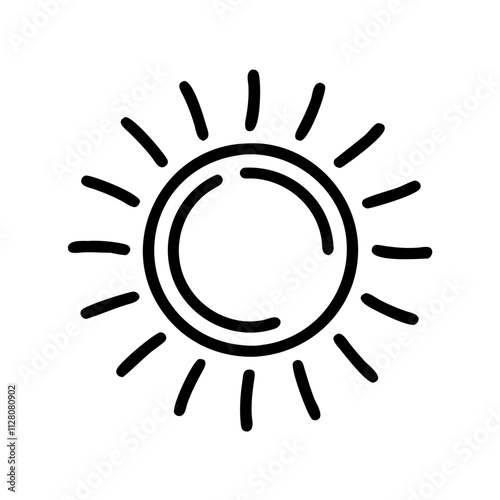 Simple linear illustration of the sun, symbolizing the cycle of day and night, light and darkness, as well as the duality of being.Vector icon for the design of social networks, websites, blogs