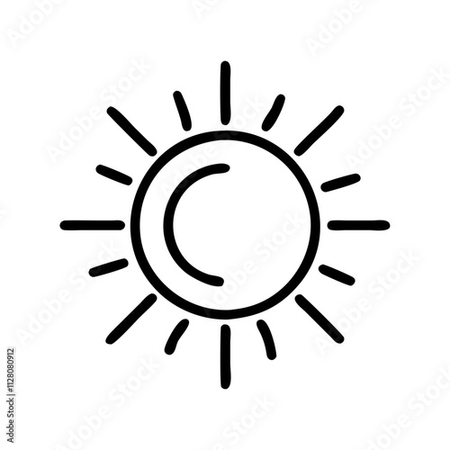 Simple linear illustration of the sun, symbolizing the cycle of day and night, light and darkness, as well as the duality of being.Vector icon for the design of social networks, websites, blogs