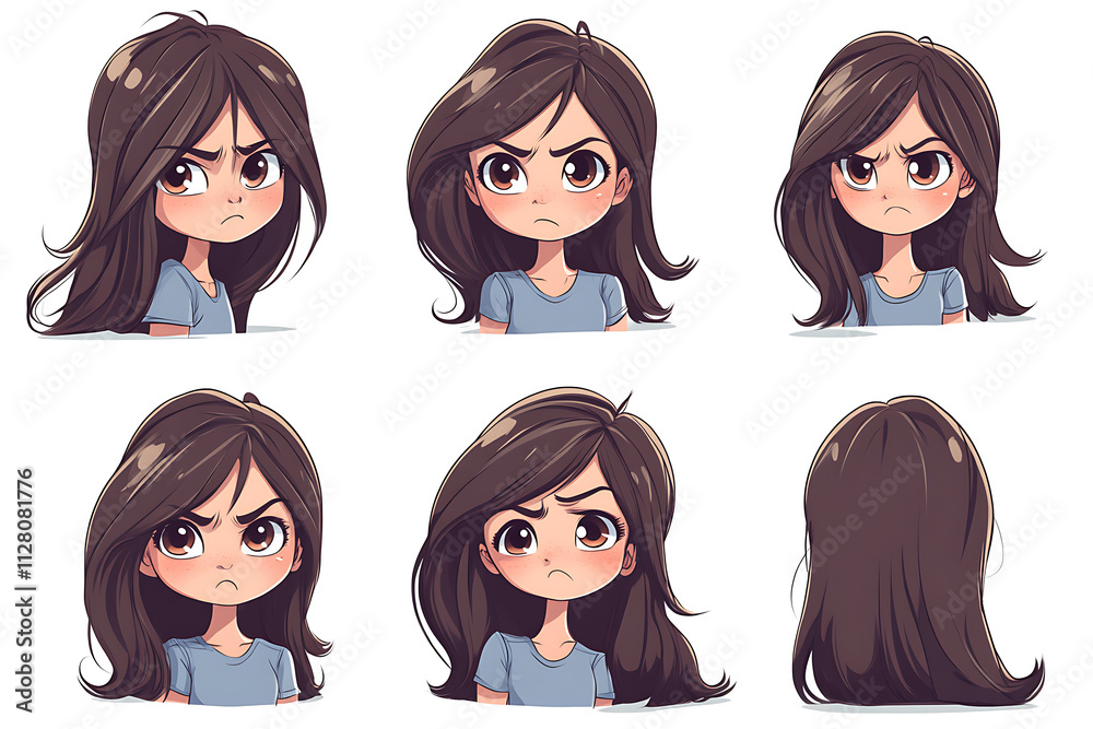 A character with various expressions, showcasing emotions like anger and frustration. A character with various expressions, showcasing emotions like anger and frustration.