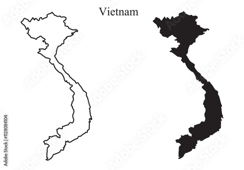 Vietnam map vector illustration, Vietnam map silhouette, Vietnam country
