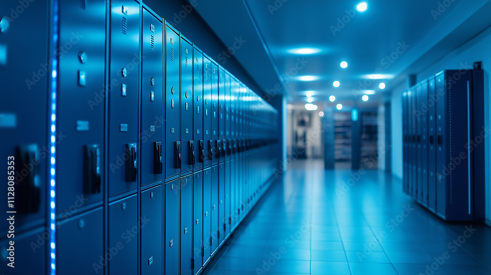 Lockers with Bright Lighting in a Row Showcasing a clean gym environment Lockers with Bright Lighting in a Row Showcasing a clean gym environment