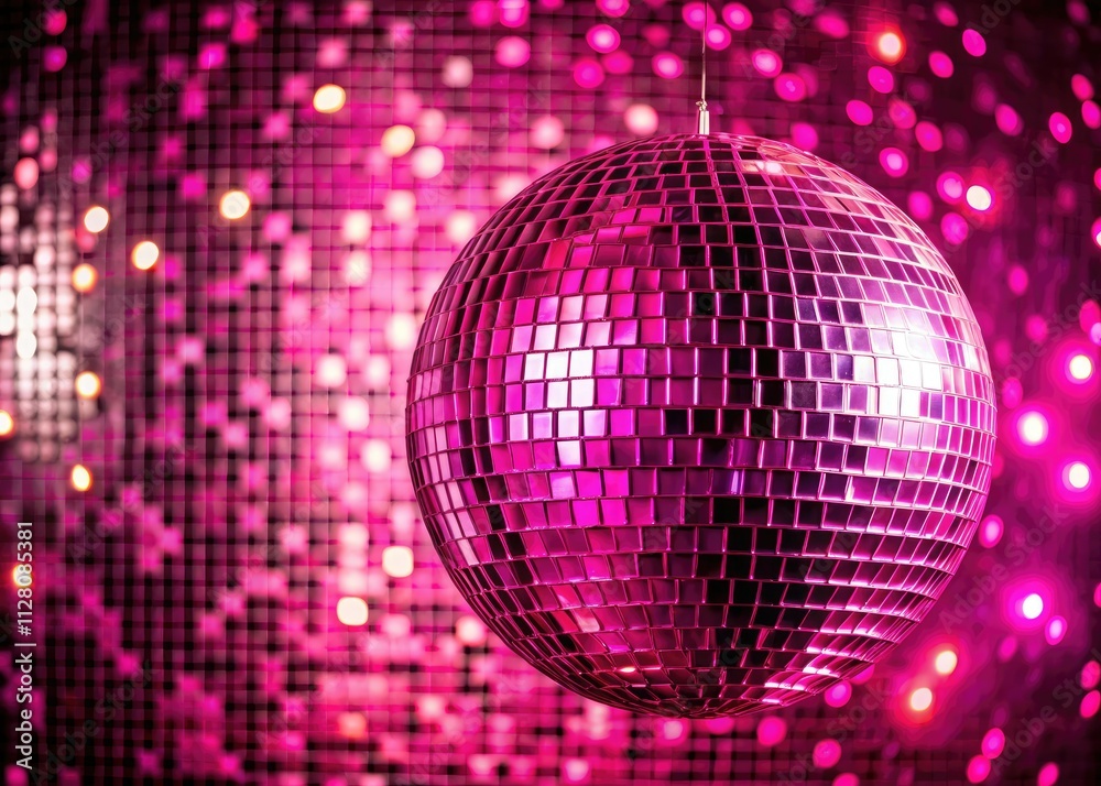 Glamorous party wallpaper: a pink disco ball's shimmering reflection on a vintage abstract mirror mosaic, adorned with luxury sequins. Glamorous party wallpaper: a pink disco ball's shimmering reflection on a vintage abstract mirror mosaic, adorned with luxury sequins.
