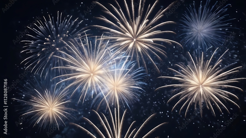 Naklejka premium background copy space explosion of fireworks with bright colors, new year, festival, greeting