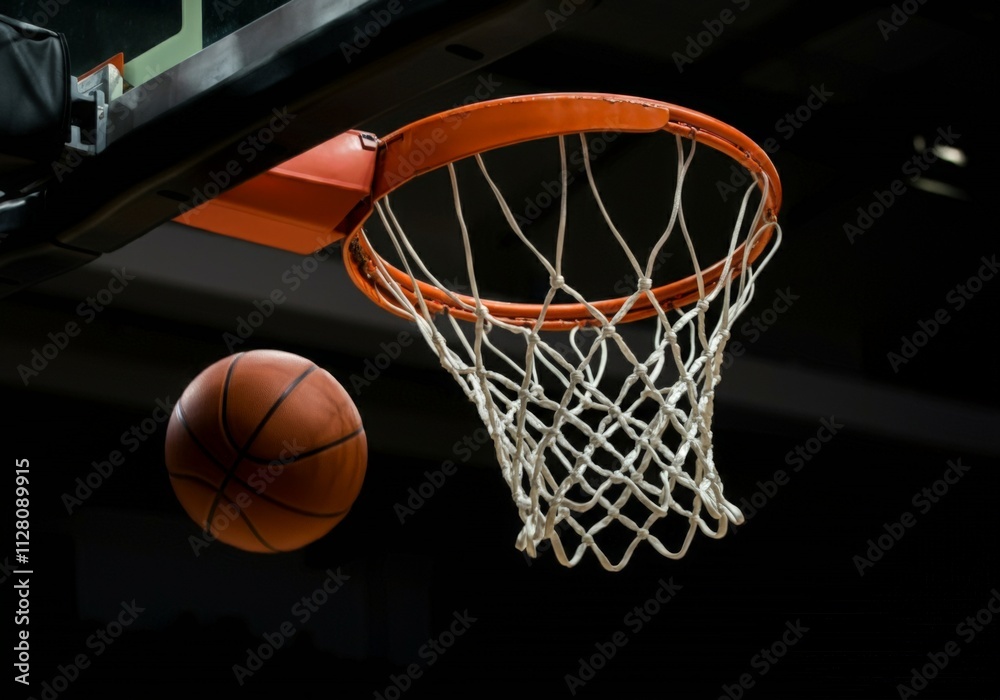 A Ball Mid-flight Going for the Net in a Basketball Match. A Ball Mid-flight Going for the Net in a Basketball Match.