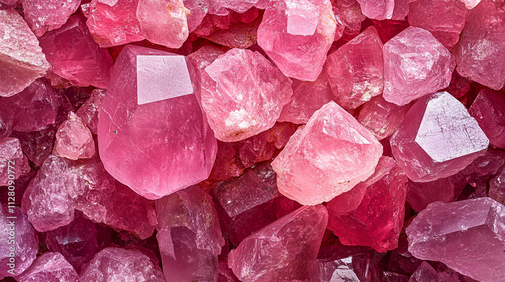 Closeup of numerous pink rose quartz stones in various sizes creating a soft and calming texture symbolizing love healing emotional balance and spiritual connection in a harmonious display Closeup of numerous pink rose quartz stones in various sizes creating a soft and calming texture symbolizing love healing emotional balance and spiritual connection in a harmonious display
