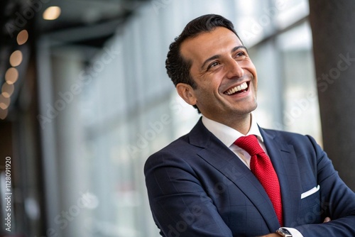 Handsome businessman in formal wear smiling and looking at camera