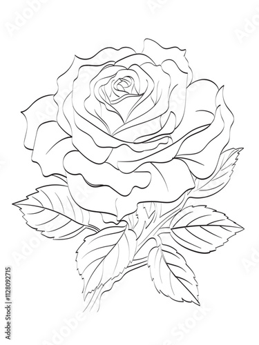 simple vector line drawing of Rose