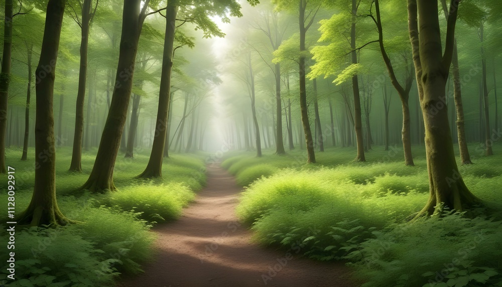 Green Forest Sun Sky Pine Bamboo Trees Jungle Canopy Background Summer Spring Autmn Camping Travel