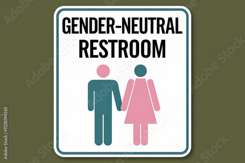 a gender-neutral bathroom sign, promoting inclusivity in public spaces photo