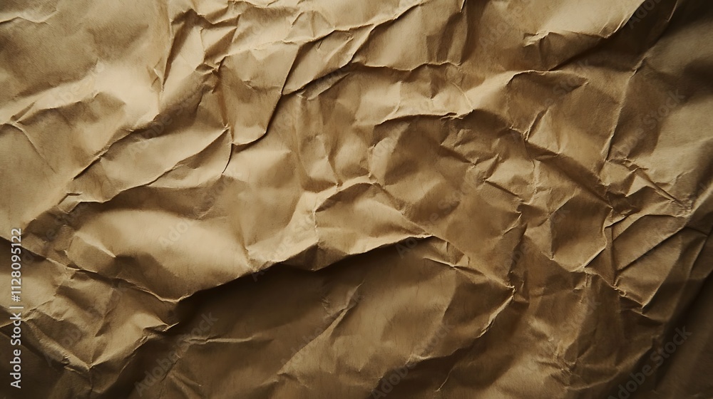 Abstract crumpled and creased recycle brown paper texture background, brown crumpled paper texture background, top view.