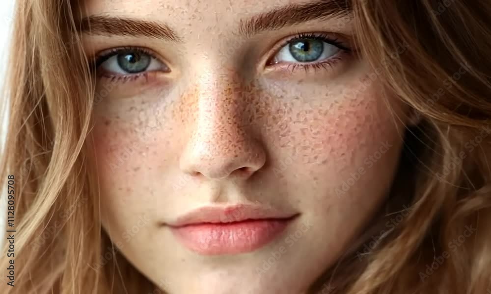 Close-up portrait of a young person with striking features. Close-up portrait of a young person with striking features.