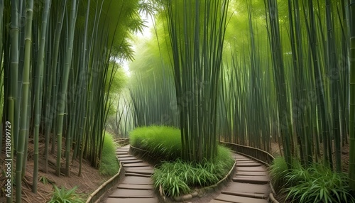 Green Forest Sun Sky Pine Bamboo Trees Jungle Canopy Background Summer Spring Autmn Camping Travel