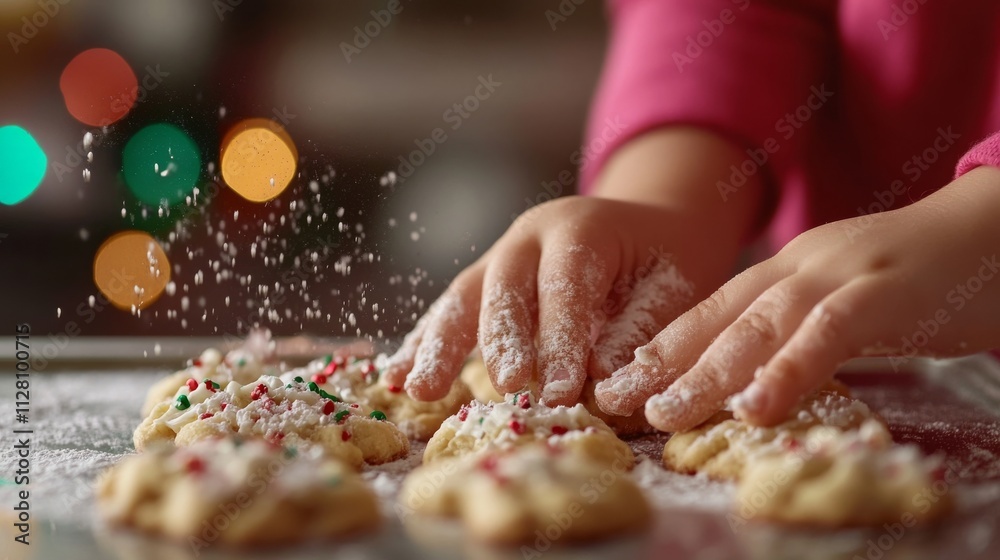 Girl's hands make Christmas pastry cookies. Girl's hands make Christmas pastry cookies.