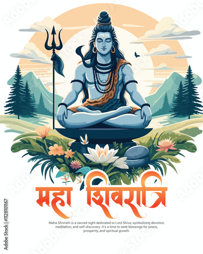 Happy Maha Shivratri Lord Shiva with Har Har Mahadeva Social Media Post template banner